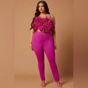 Fashion Nova Luxe Pink Flower Pant Set